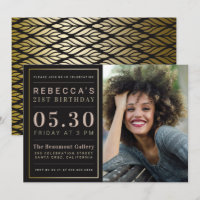 Glamourous Faux Gold Foil Photo Birthday Party