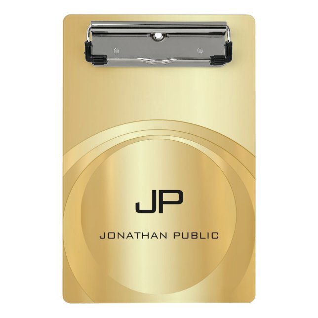Glamourous Faux Gold Monogram Template Elegant Mini Clipboard (Front)