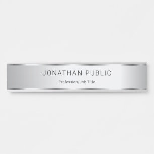 Glamourous Faux Silver Elegant Modern Template Door Sign