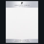Glamourous Faux Silver Initial Professional Modern Letterhead<br><div class="desc">Glamourous Faux Silver Initial Professional Modern Template Elegant Letterhead.</div>