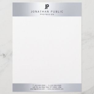 Glamourous Faux Silver Initial Professional Modern Letterhead
