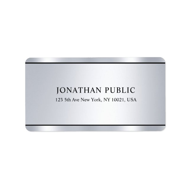 Glamourous Faux Silver Modern Elegant Template Label (Front)