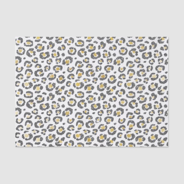Glamourous Faux Sparkly Gold & Silver Leopard Tissue Paper (Front)