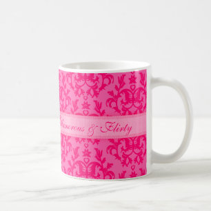 Glamourous & Flirty damask hot pink mug