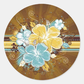 Glamourous flowers classic round sticker