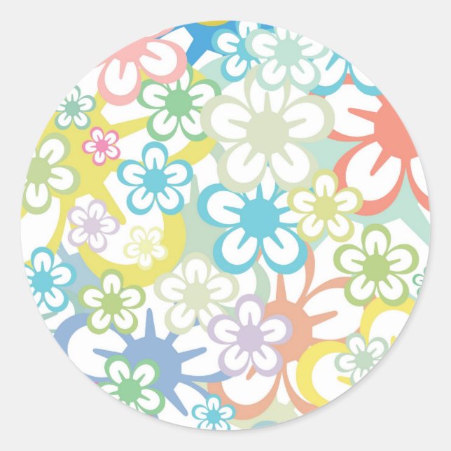 Glamourous flowers classic round sticker (Front)