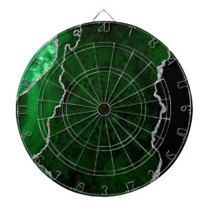 Glamourous Forest Green Marble Chic Silver Glitter Dartboard
