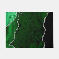 Glamourous Forest Green Marble Chic Silver Glitter