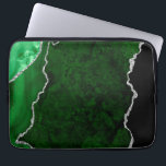 Glamourous Forest Green Marble Chic Silver Glitter Laptop Sleeve<br><div class="desc">Agates are stones that are characterized by having bands of various colours that are not very contrasted. This beautiful and elegant design in emerald or forest green in different shades with silver sparkles and glitters has a mineral aesthetic like agate.</div>