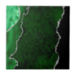 Glamourous Forest Green Marble Chic Silver Glitter Tile<br><div class="desc">Agates are stones that are characterized by having bands of various colours that are not very contrasted. This beautiful and elegant design in emerald or forest green in different shades with silver sparkles and glitters has a mineral aesthetic like agate.</div>