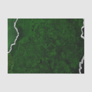 Glamourous Forest Green Marble Chic Silver Glitter Tissue Paper
