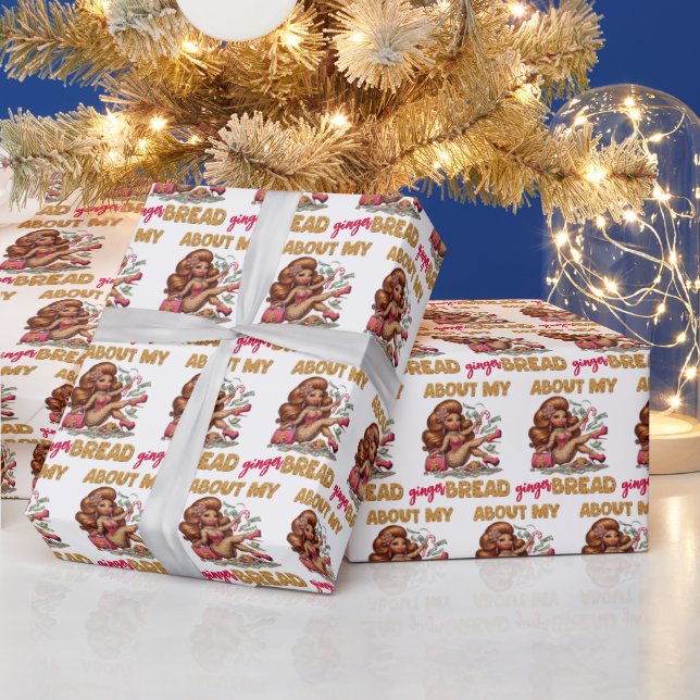 Glamourous Gingerbread Woman Funny Christmas  Wrapping Paper (Holidays)