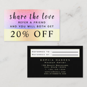 Glamourous Girly Ombre Gold Glitter Trendy Black  Discount Card