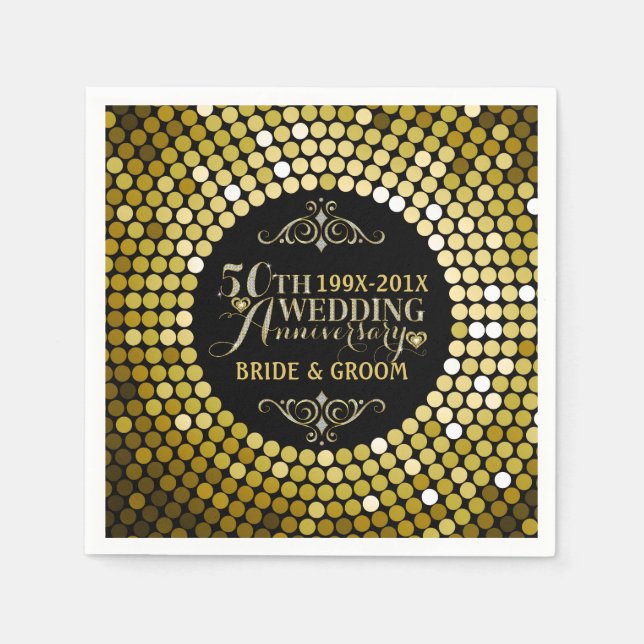 Glamourous Glitter 50th Wedding Anniversary 2 Napkin (Front)
