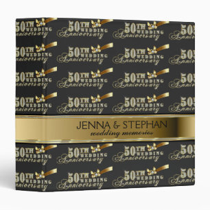 Glamourous Glitter 50th Wedding Anniversary Patter Binder