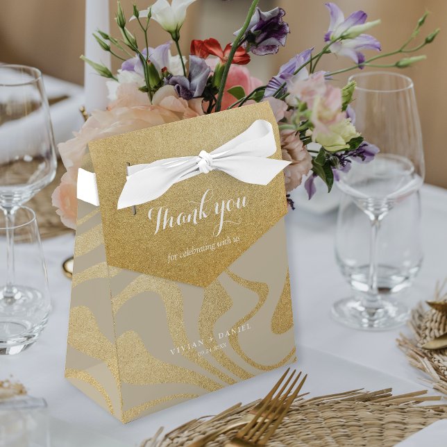 Glamourous Glitter Gold Thank You Wedding  Favor Box (Creator Uploaded)