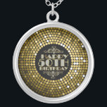 Glamourous Glitter Happy 50th Birthday Silver Plated Necklace<br><div class="desc">Glamourous faux folks and white glitter 50th birthday text circle design. If you need any help customizing any of my designs,  contact ArtOnWear designer. Free text formatting with live help available by request.</div>