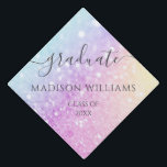 Glamourous Glitter Holograph Monogrammed Pretty Graduation Cap Topper<br><div class="desc">Easily personalize this elegant colourful bokeh glitter pattern with your custom name and/or monogram.</div>