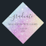 Glamourous Glitter Holograph Monogrammed Pretty Graduation Cap Topper<br><div class="desc">Easily personalize this elegant colourful bokeh glitter pattern with your custom name and/or monogram.</div>