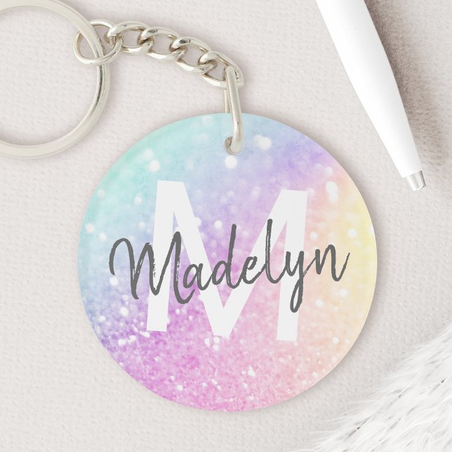 Glamourous Glitter Holograph Monogrammed Pretty Keychain (Creator Uploaded)