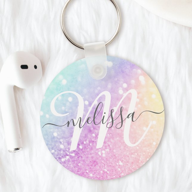 Glamourous Glitter Holograph Monogrammed Pretty Keychain (Creator Uploaded)