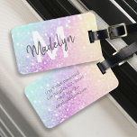 Glamourous Glitter Holograph Monogrammed Pretty Luggage Tag<br><div class="desc">Easily personalize this elegant colourful bokeh faux glitter pattern with your custom name and/or monogram.</div>
