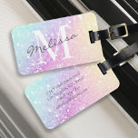 Glamourous Glitter Holograph Monogrammed Pretty Luggage Tag<br><div class="desc">Easily personalize this elegant colourful bokeh glitter pattern with your custom name and/or monogram.</div>