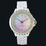 Glamourous Glitter Holograph Monogrammed Pretty Watch<br><div class="desc">Easily personalize this elegant colourful bokeh glitter pattern with your custom name and/or monogram.</div>