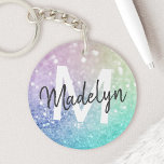 Glamourous Glitter Holograph Pretty Personalized Keychain<br><div class="desc">Easily personalize this elegant colourful bokeh glitter pattern with your custom name and/or monogram.</div>
