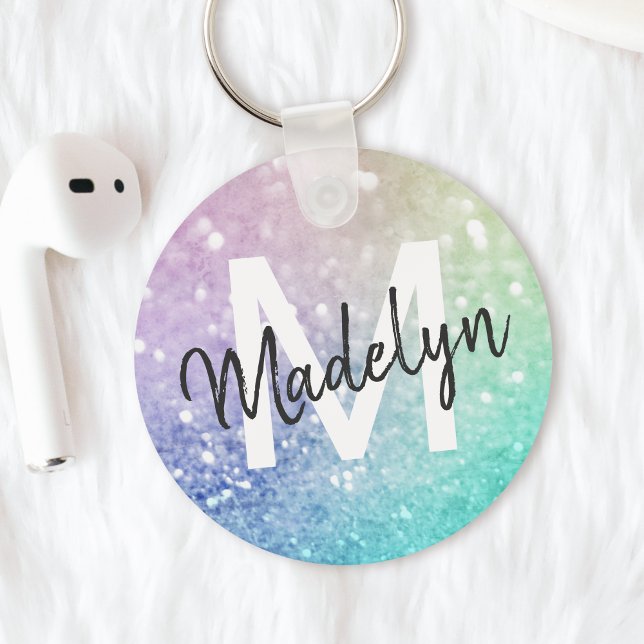Glamourous Glitter Holograph Pretty Personalized Keychain (Creator Uploaded)