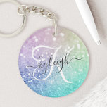 Glamourous Glitter Holograph Pretty Personalized Keychain<br><div class="desc">Easily personalize this elegant colourful bokeh glitter pattern with your custom name and/or monogram.</div>