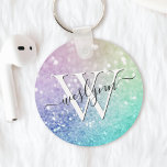 Glamourous Glitter Holograph Pretty Personalized Keychain<br><div class="desc">Easily personalize this elegant colourful bokeh glitter pattern with your custom name and/or monogram.</div>