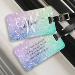 Glamourous Glitter Holograph Pretty Personalized Luggage Tag<br><div class="desc">Easily personalize this elegant colourful bokeh glitter pattern with your custom name and/or monogram.</div>