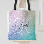Glamourous Glitter Holograph Pretty Personalized Tote Bag<br><div class="desc">Easily personalize this elegant colourful bokeh glitter pattern with your custom name and/or monogram.</div>
