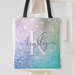 Glamourous Glitter Holograph Pretty Personalized Tote Bag<br><div class="desc">Easily personalize this elegant colourful bokeh glitter pattern with your custom name and/or monogram.</div>