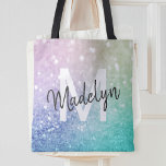 Glamourous Glitter Holograph Pretty Personalized Tote Bag<br><div class="desc">Easily personalize this elegant colourful bokeh glitter pattern with your custom name and/or monogram.</div>