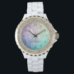 Glamourous Glitter Holograph Pretty Personalized Watch<br><div class="desc">Easily personalize this elegant colourful bokeh glitter pattern with your custom name and/or monogram.</div>
