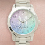 Glamourous Glitter Holograph Pretty Personalized Watch<br><div class="desc">Easily personalize this elegant colourful bokeh glitter pattern with your custom name and/or monogram.</div>