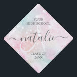 Glamourous Glitter Pink Pretty Pattern Graduation Cap Topper<br><div class="desc">Easily personalize this pretty pink bokeh glitter pattern with your custom name and/or monogram.</div>