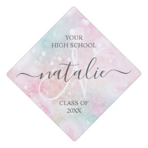 Glamourous Glitter Pink Pretty Pattern Graduation Cap Topper