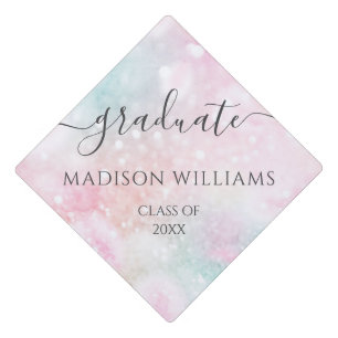 Glamourous Glitter Pink Pretty Pattern Graduation Cap Topper