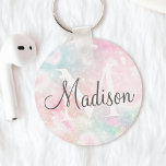 Glamourous Glitter Pink Pretty Pattern Keychain<br><div class="desc">Easily personalize this pretty pink bokeh glitter pattern with your custom name and/or monogram.</div>