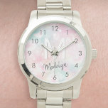 Glamourous Glitter Pink Pretty Pattern Watch<br><div class="desc">Easily personalize this pretty pink bokeh glitter pattern with your custom name and/or monogram.</div>