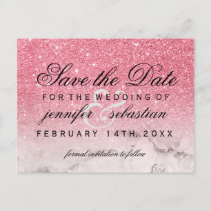 Glamourous Glitter Shimmering Pink  Wedding Postcard