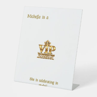 Glamourous Gold 60th Birthday VIP Era Glitter Pedestal Sign
