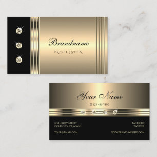 Glamourous Gold and Black with Faux Rhinestones Business Card