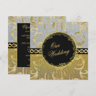 Glamourous Gold and Silver Wedding Invitation