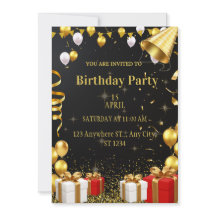 Glamourous Gold Birthday Party Invitation