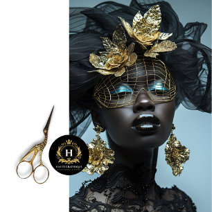 Glamourous Gold Black Floral Bird cage Mask  Tissue Paper