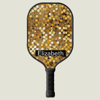 Glamourous Gold Bokeh Personalized Pickleball Paddle